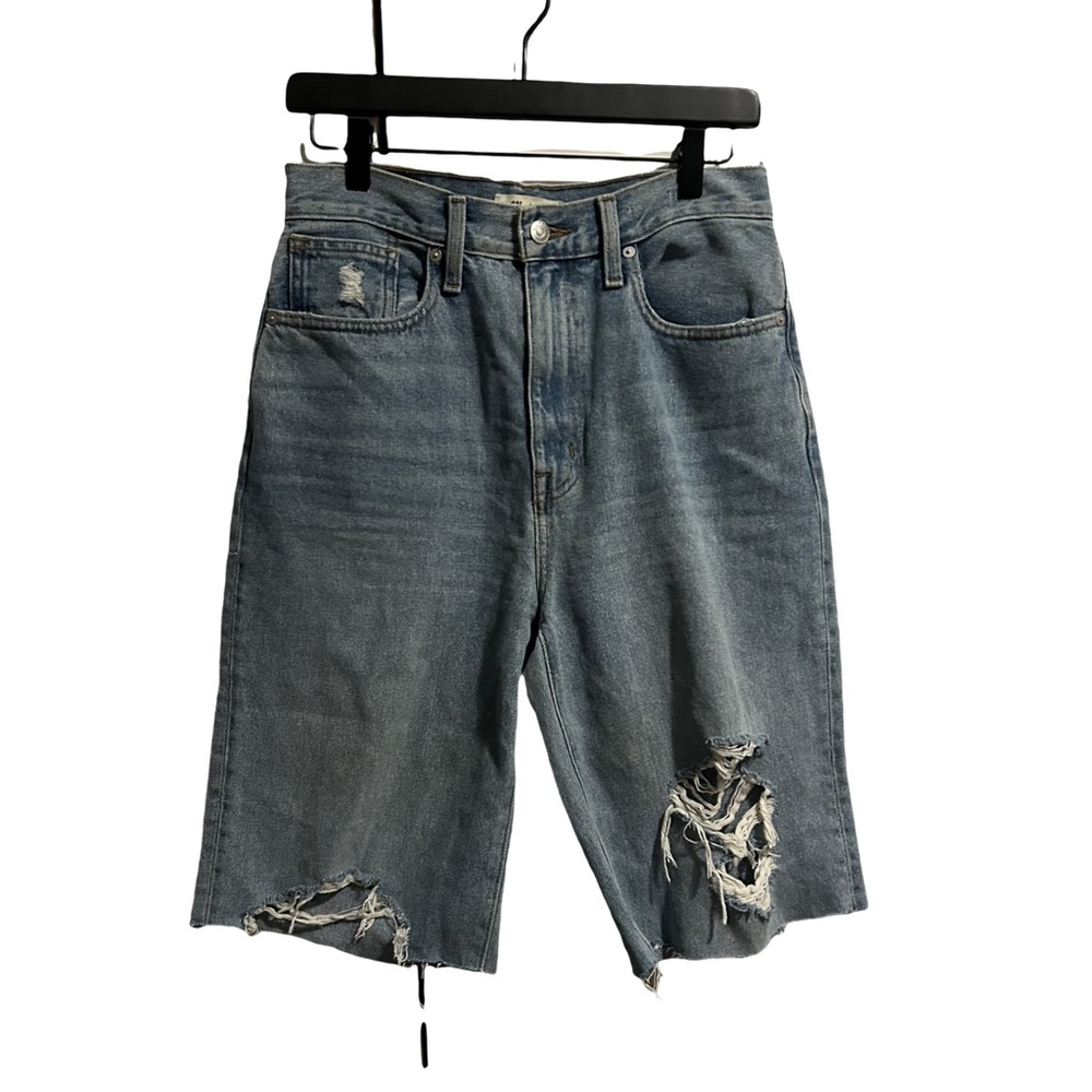 Madewell Distressed Denim Bermuda Shorts - Blue